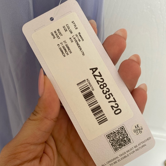 Azazie Lavender Naeem Bridesmaid Dress Size A10 *NWT - Picture 5 of 6